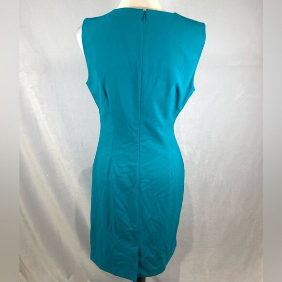 Calvin Klein beautiful teal green ruched side sheath dress size 8 - Picture 5 of 8